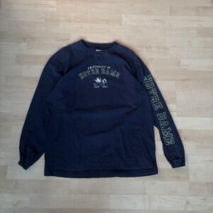 Vintage Jansport University Of Notre Dame Navy Blue Long Sleeve Shirt Sz L